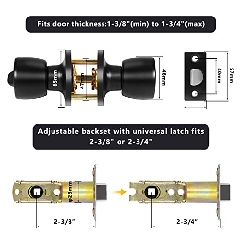 Tanzfrosch 4 Pack Keyless Privacy Door Knobs With 4 Door Stoppers, Interior Matte Black Door Knobs For Bedroom, Bathroom And Passage, Universal For Left And Right Handed Door #TOP4