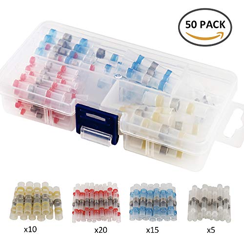 PandaHug 50pcs Soldadura Junta Conector Sello de Soldadura Sopoby Termocontraíble Impermeable Empalmes Conectores de Cables Electrícos Soldadura Sello