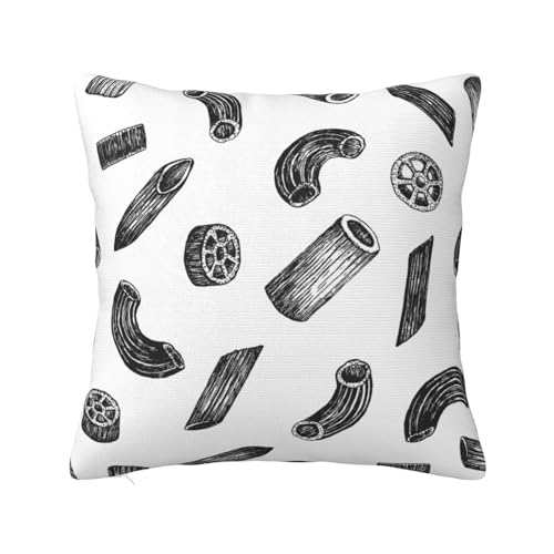 Hand Drawn Pasta, Throw Pillow Cover Decorative Polyester Pillowcase Soft Cushion Covers 12"x12"