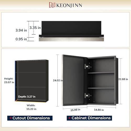 Image of Keonjinn 16 inch x 24 inch Bathroom Medicine Cabinet with Mirror, Brushed Nickel