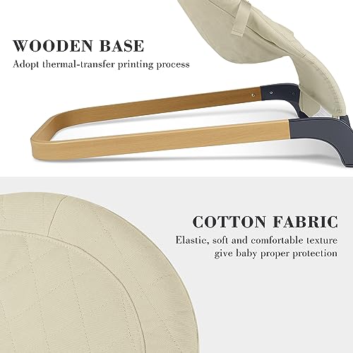 ANGELBLISS Baby Bouncer, Portable Bouncer Seat for Babies, Infants Bouncy Seat with Mesh Fabric, Natural Vibrations (Apricot) - Image 6