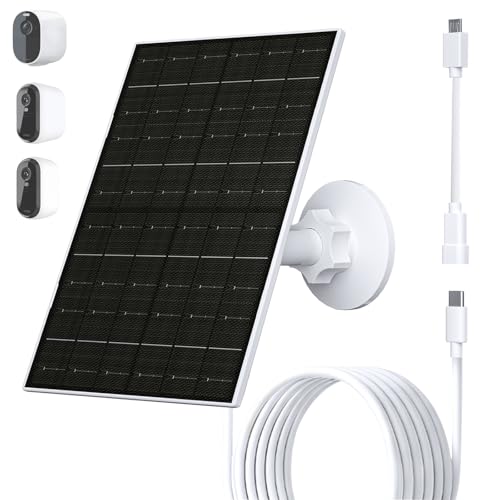 Image of FUTUREZEN 6W Solar Panel for Arlo Camera, Solar Charger Compatible with Arlo Essential 2K (2nd Gen), Essential XL & Spotlight Cameras, USB C & Micro USB Plug, IP66 Waterproof, 9.8ft Cable