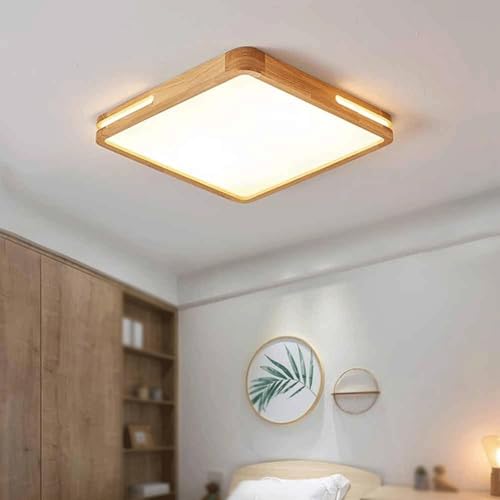Plafonnier carré en bois LED dimmable de 50cm pour éclairage intérieur
