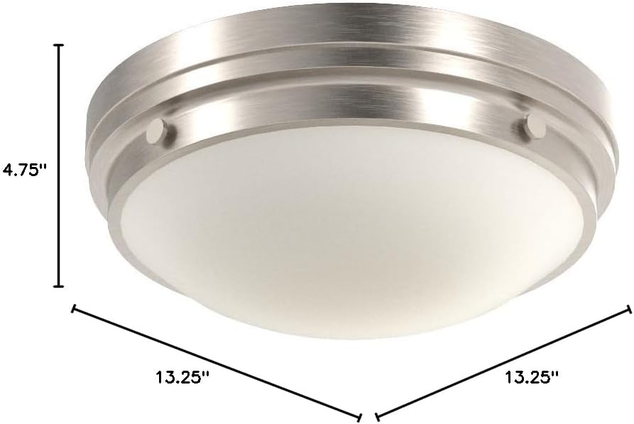 Savoy House 6-3350-14-SN Lucerne Industrial White Glass Flush Mount, 2-Light 120 Total Watts, 5" H x 13" W, Satin Nickel