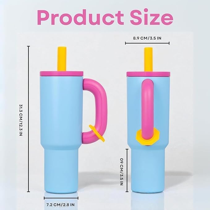 Image of 1200ml Stainless Steel Tumbler with Lid & Straw - Vacuum Insulated Travel Cup - Hot & Cold Drinks Up to 12 Hours - Spill-Resistant, Durable Mug for Gym, Office, Commute (Blue + Purple)