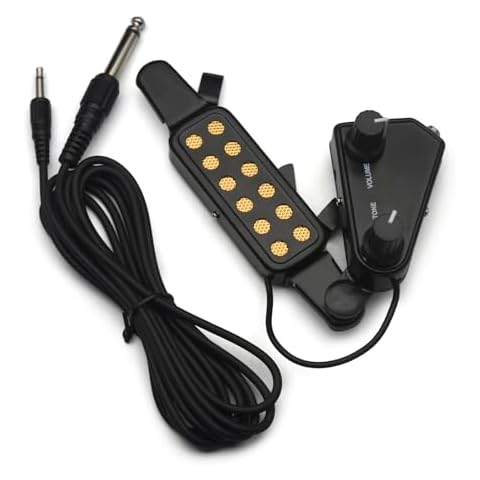 MAXCHEER JD Metal Case Soundhole V/T Control Pickup 12 Sound Hole Pickup Magnetic Pickup Transducer with Volume/Tone Kit for Acoustic Guitar Cover