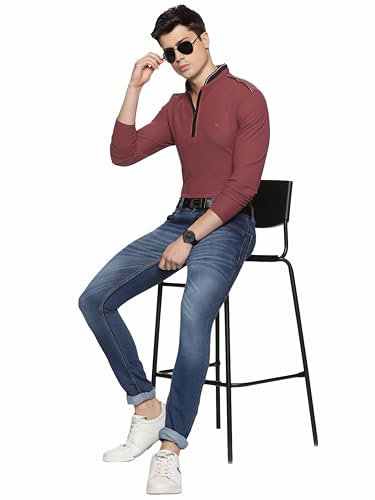 Image of STELLERS Men's Henley Collar T-Shirt | Wrinkle Free | Quick Dry | Full Sleeve | Regular Fit