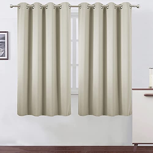 Image of LEMOMO Light Beige Thermal Blackout Curtains /52 x 63 Inch /Set of 2 Panels Room Darkening Curtains