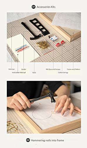 FunSpace DIY String Art Kit with Accessories and Frame for Kids Students Adults Beginners Home Wall Decorations Unique Gift (Rainbow)