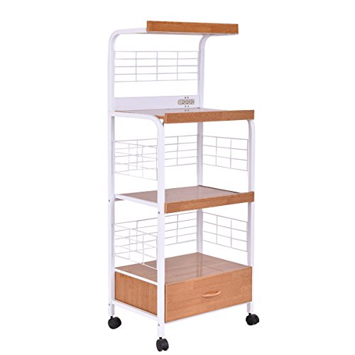 Giantex Microwave Cart Kitchen Baker’s Rack Microwave Oven Stand Rolling Kitchen Storage Cart