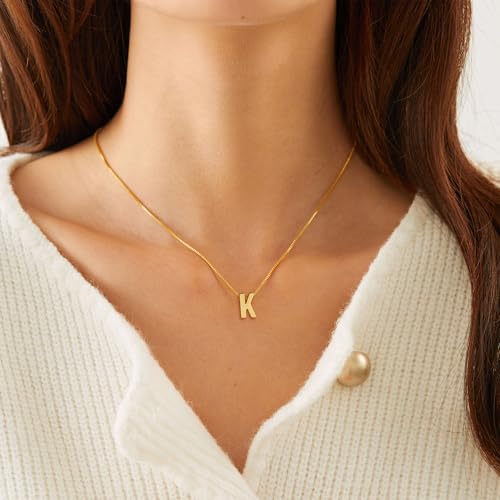 Initial Necklace for Women Girls - Dainty 18K Gold Plated Initial Letter Necklace Teen Girls Gifts Trendy Stuff Tiny A-Z Pendant Necklace Birthday Gifts 5 6 7 8 9 10 Years Old Girl3
