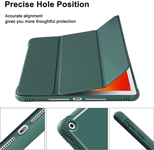 Image of SwooK Case for iPad 9th /8th /7th Generation,iPad 10.2-inch Soft TPU Back Protective Cases [Shock Absorption] Slim Lightweight Trifold Stand Smart Cover, Auto Wake /Sleep (Midnight Green, Ipad 10.2 inch)