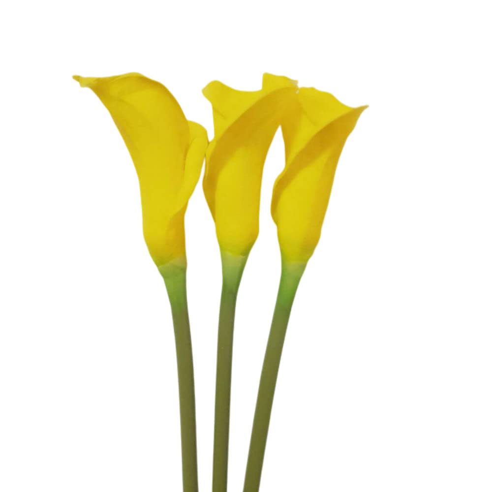 XZJMY 3Pcs Artificial Calla Lily Flowers 27'' Artificial Lillies Silk Flower Fake Bouquet Soft Long Stem Plants for Home,Living Room,Bedroom,Dining Table,Office,Weddings Party Garden Décor(Yellow)