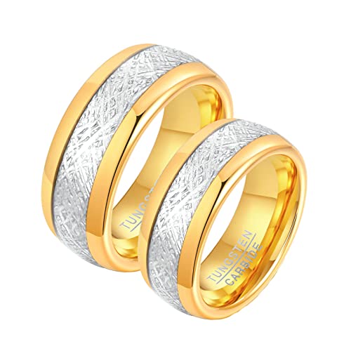 Alliance en tungstène bicolore bague robuste motif strié 8mm