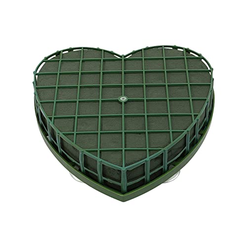 EXCEART Espuma floral húmeda en forma de corazón con bandeja de ventosa para centro de mesa de boda, decoración de fiesta, arreglo floral, tamaño S