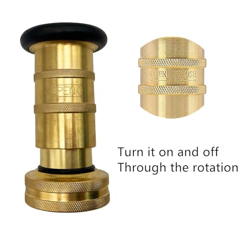 Image of SAFBY Fire Hose Nozzle Brass Fire Equipment Spray Jet Fog (1.5 inch NPT /NPSH)
