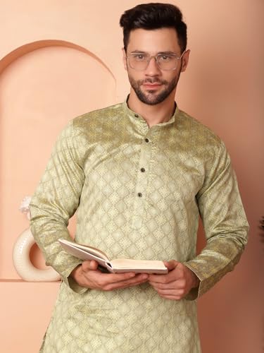 Image of Jompers Silk Men's Regular Fit Woven Design Kurtas