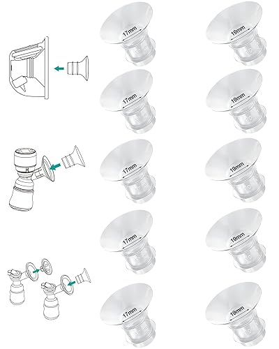 Flange Inserts 10PCS 17/19mm*5,24mm Breast Pump Shields/Flanges Compatible with Momcozy S9/S9pro/S10/S12/S12pro/Spectra/Medela/TSRETE, Reduce 24mm Tunnel Down to Correct Size