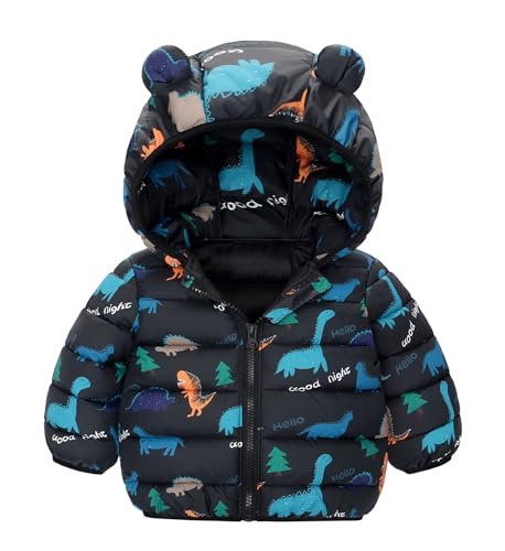 Happy Cherry Infant Baby Cuet Cartoon Prints Winter Jacket Bear Ear Hood Warm Puffer Coat 6M-4T