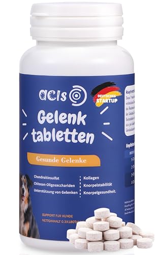 Gelenktabletten für den Hund (180 Stück) – zur Gelenkunterstützung mit Chondroitin & Kollagen – halten sie ihren Hund gesund & beweglich – Hundeleckerli mit Milchcalcium