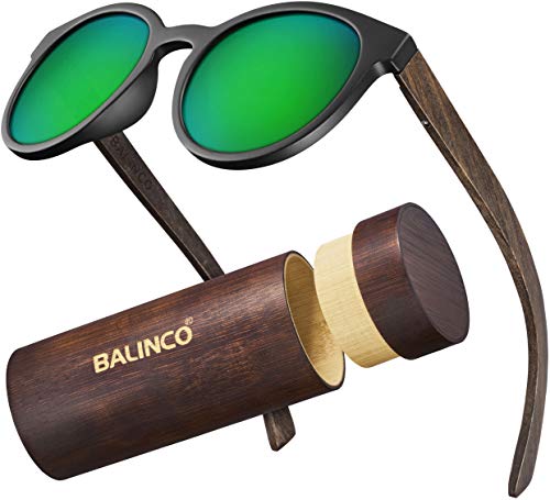 Balinco® Bamboo Sunglasses with round polarised lenses, in practical accessory set incl. gift box - Image 2