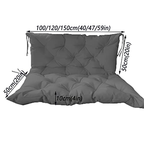 Sangles de rechange imperméables pour banc 2/3 places – Coussins épais et lavables pour terrasse, jardin et porche – Cushs gris 150 x 100 x 10 cm
