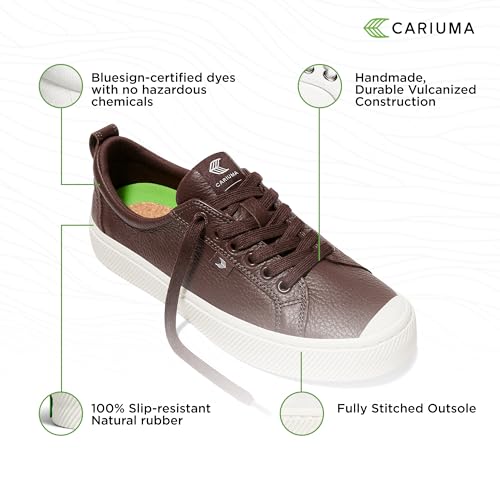Image of Cariuma OCA Low Premium Leather Sneakers, Comfortable Shoes for Women, Lightweight & Sustainable, Versatile Casual Footwear with 100% Vegan Insoles, Rubber