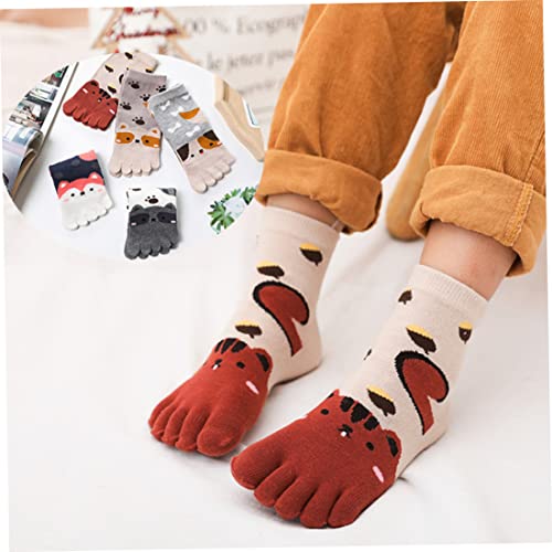 Calcetines de cinco dedos de algodón para niños con dibujos de animales pack de 5 7
