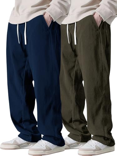 Image of Pinkmint Men's Poly-Lycra Loose Fit Trousers, Korean-Style Casual Pants with Side Pockets, Comfortable Travel (Available in Plus Sizes)