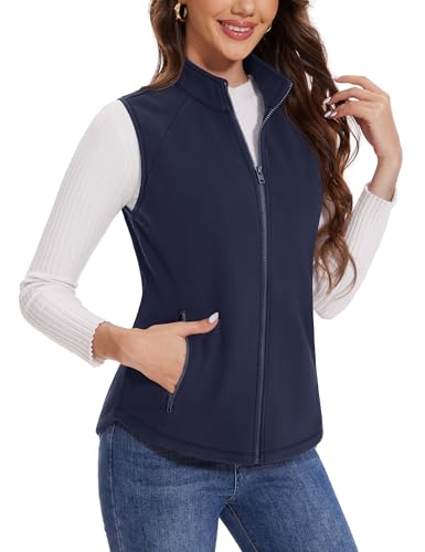 MAGCOMSEN Women's Fleece Vest with Zipper Pockets