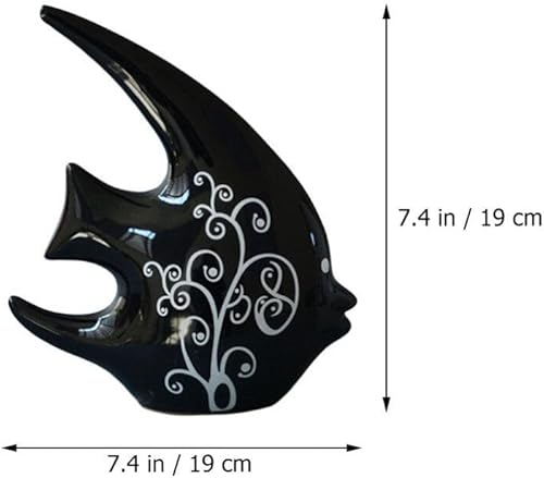 Miniatura 6 de HOMSFOU 1 par de estatuilla de pescado de cerámica, escultura de pescado del océano, estatua de peces para sala de estar, acentos, repisa, mesa de