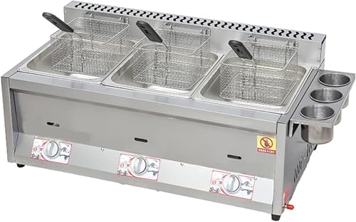 Fritor comercial, gas de propano de gran capacidad, acero inoxidable, uso al aire libre, incluye cesta doble y tapa~/