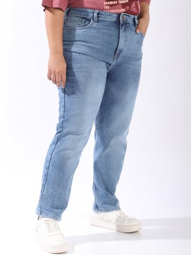 Image of High Star Women Plus Size Straight fit High-Rise Casual Jeans