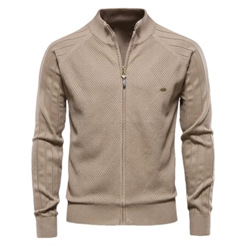 Men Solid Cardigan Casual Zipper Winter Sweaters