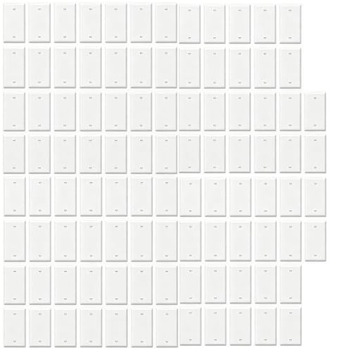 Image of ZEFTV Blank Wall Plates 1-Gang blank Switch Outlet Electrical Cover Plate Unbreakable Thermoplastic Faceplate for Light Receptacle Outlet Switch, White (100 Pack)