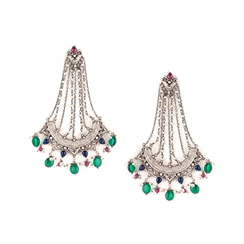 Image of Shaya by Caratlane| 925 Silver| Feeling Shundor Oxidised Earrings | Gifts for Womens & Girls
