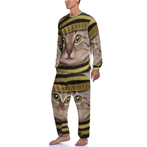 Ensemble de pyjama homme chat avec écharpe : le vêtement de nuit idéal à offrir