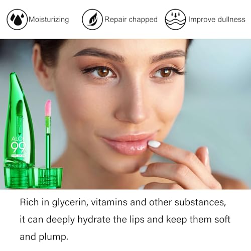 Aloe Vera Lip Gloss,Temperature Color Changing Lip Oil,Aloe Vera Lip Oil,Tinted Lip Balm,Long Lasting Lipgloss Set,Lip Gloss Clear,Lip Tint Stain,Lip Oil Set,Lips Moisturizer Aloe Vera Lip Stick Balm - Image 8