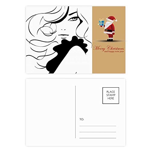 Cartes postales Père Noël aux cheveux longs | Lot de 20 pièces pour vœux de fin d'année