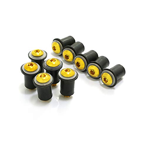 COPART M5 15mm Fairing Bolt Kit Screws Nuts Washers Mounting Kits for Motorcycle Windshield Windscreen Body Work,Yellow