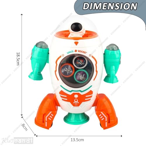 Image of Kids Mandi Space Rocket Musical Toy | Rotating Rocket with LED Lights & Music | Interactive Learning Toy