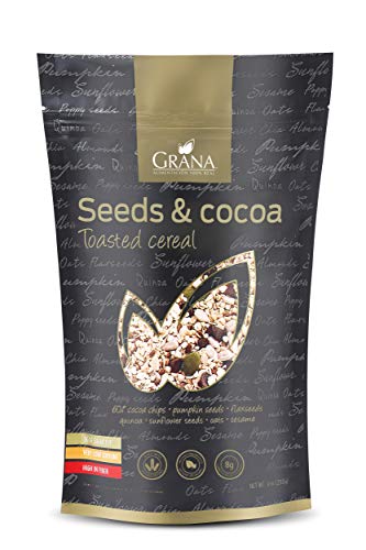 Grana Toasted Cereal Seeds  Low Carb Granola Cereal  9 oz  Healthy Breakfast Cereal  Keto Friendly Granola Cereal  Healthy Cereal with no Added Sugar  Flavored Granola (Cocoa)