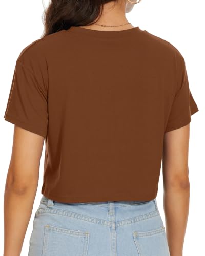 Image of Womens Summer Crop Tops Short Sleeve Round Neck T-Shirts Loose Fit Casual Blouse 2026