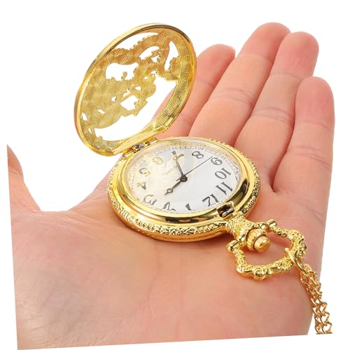 Adorainbow Relógio De Bolso Dragão Dourado Relógio De Bolso Portátil Relógio De Bolso Criativo Relóg