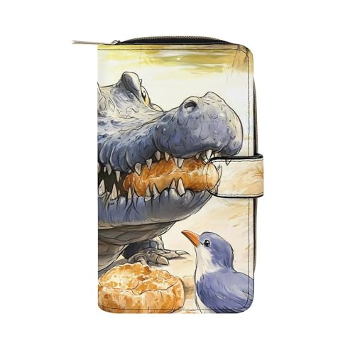 Crocodile And Birds Long Wallet for Women Men Purses Coin Pouch Credit Card Holder Organizer