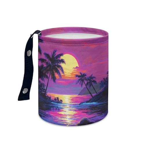 Image of Car Trash Can Palm Tree Sea Garbage Bin Car Interior Accessories for Front Seat, Back Seat, Floor, Headrest for Family Gatherings, Camping