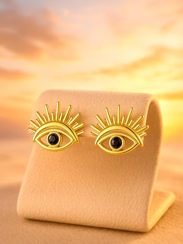 Image of Rubans Gold-Plated Evil Eye Stainless Steel Stud Earrings for Women & Girls | Studs Fashion Western Designer Jewellery Statement Gift