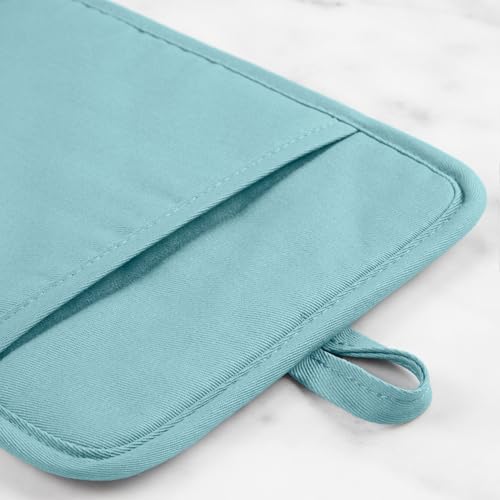 KitchenAid Ribbed Soft Silicone Pot Holder 2-Pack Set, Mineral Water Aqua, 7"x9"