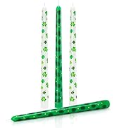 Tuitessine St. Patrick's Day Taper Candles 10 Inch Tall Set of 4 Unscented Irish Shamrock Clovers...