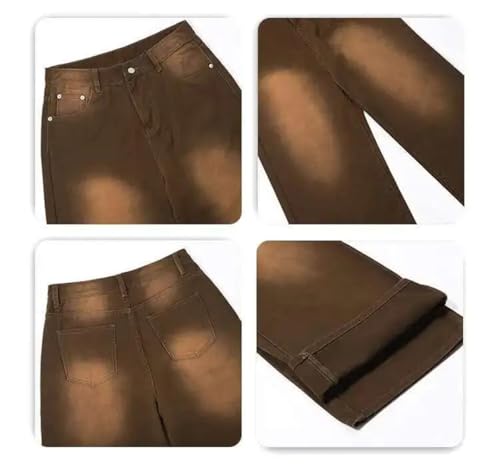 Men's Jeans American Washed Deisgn Distressed Baggy Straight Leg Denim Pants2